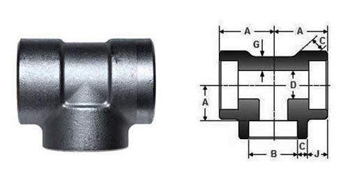 ASME SA105 Socket Weld Weld Kích thước Tee không bằng nhau