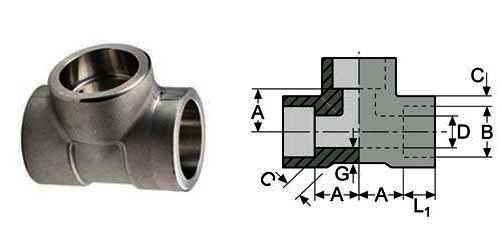  ASTM A105 Socket Weld giảm kích thước Tee