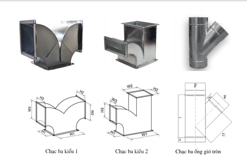 ống nhánh, ống lệch -phụ kiện ống gió vuông